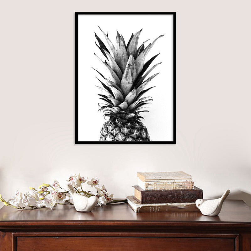 Grey Photo Printed Pineapple Canvas Textured Nordic House Interior Wall Art Decor