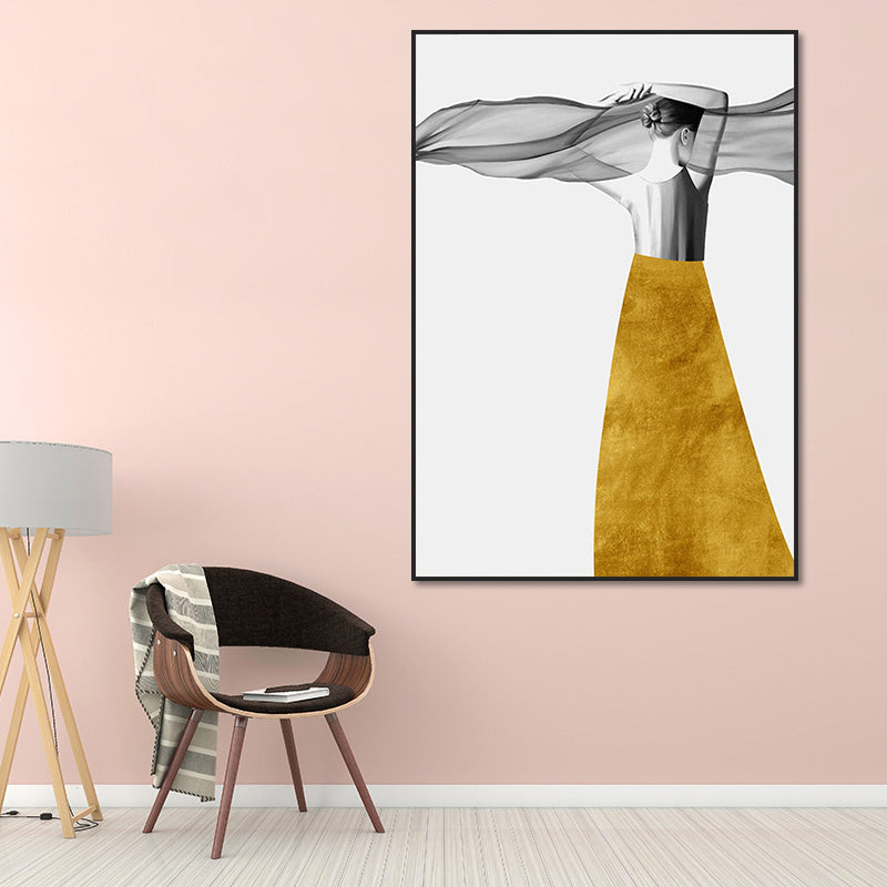 Elegant Woman Print Canvas Wall Art for Girls Bedroom, Pastel Color, Textured Design