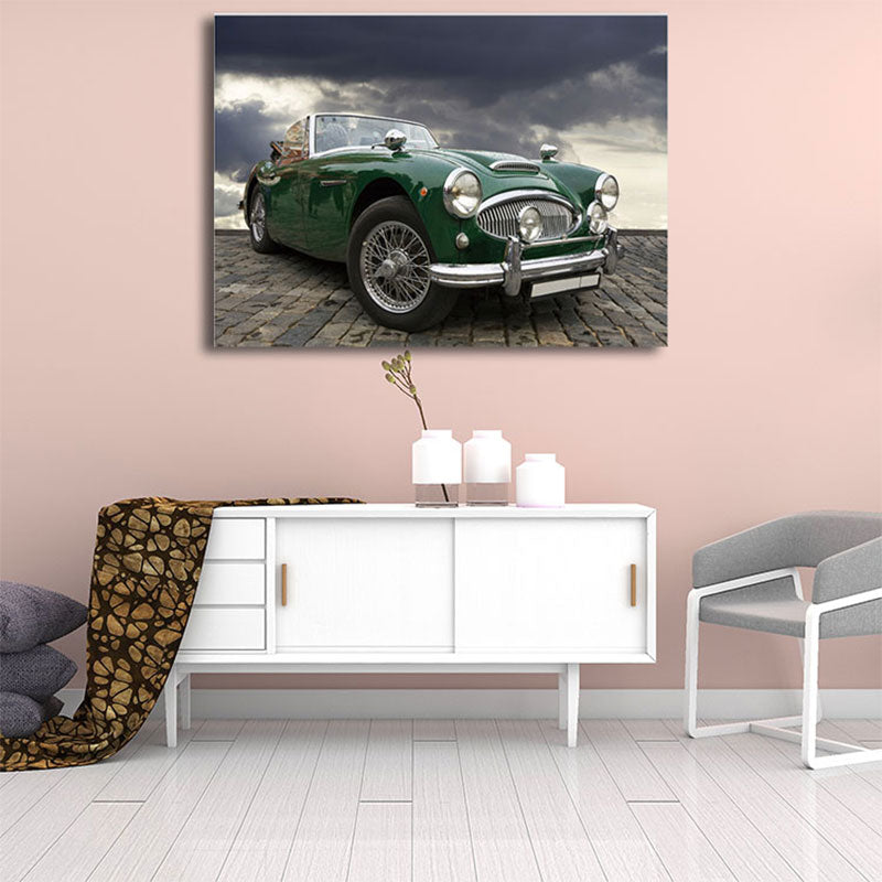 Photography Vintage Car Wall Art Decor for Boys Bedroom, Bright Color, Textured Surface