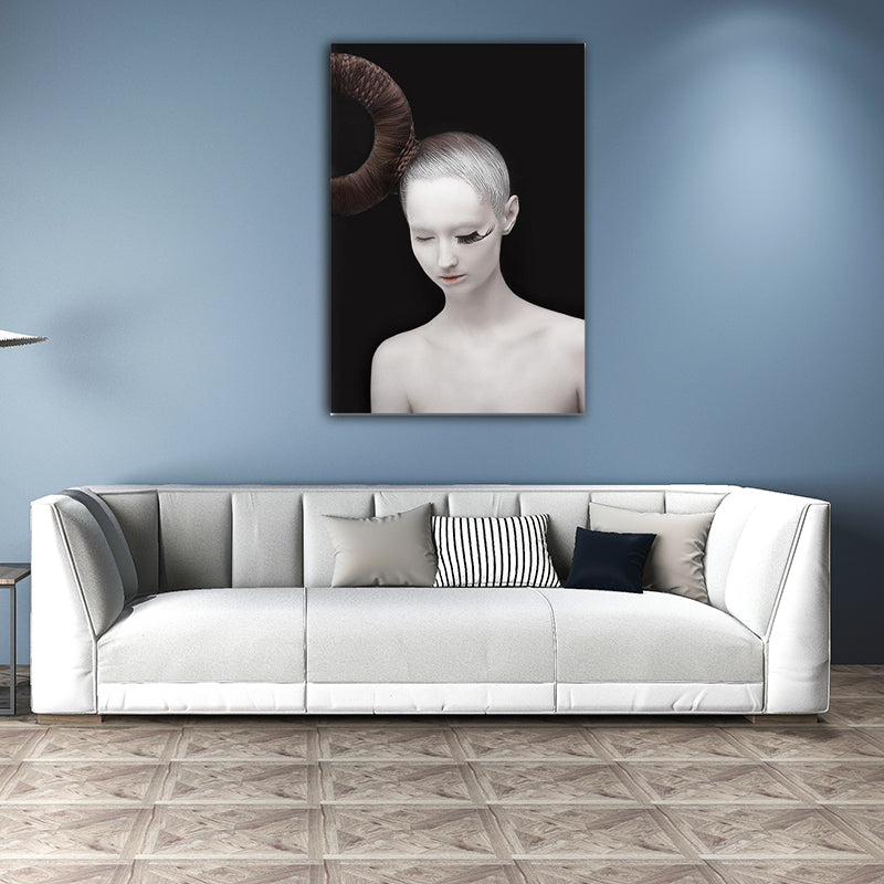 Model Canvas Print Modern Novelty Fashion Figure Wall Art in Dark Color for Home