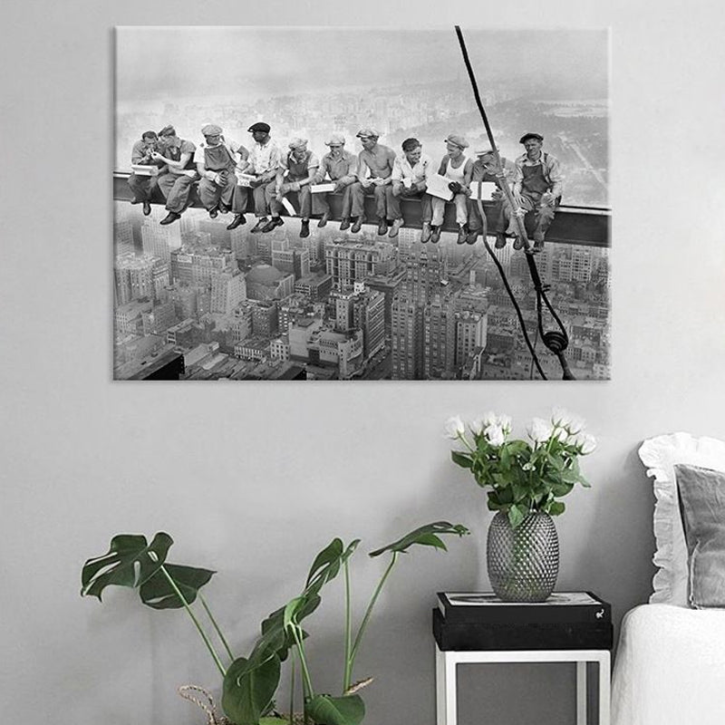 Nostalgic Photographic Labors Wall Art Decor in Grey Textured Canvas Print for Home