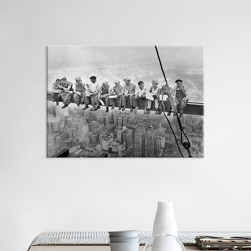 Nostalgic Photographic Labors Wall Art Decor in Grey Textured Canvas Print for Home