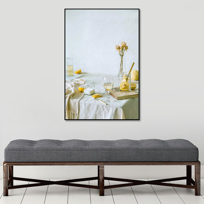 Juice Making Wall Art Modernist Textured Girls Bedroom Canvas Print in Soft Color