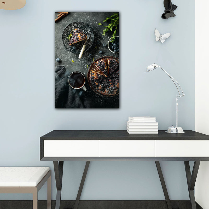 Photo of Food Making Canvas Print Contemporary Textured Kitchen Wall Art, Dark Color