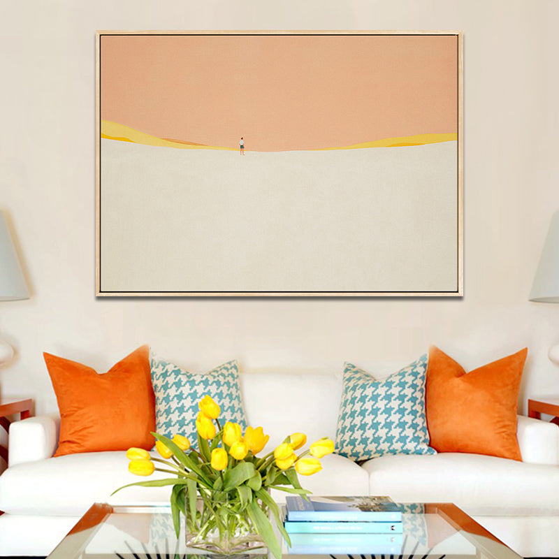 Pastel Color Landscapes Art Print Textured Scandinavian Living Room Wrapped Canvas