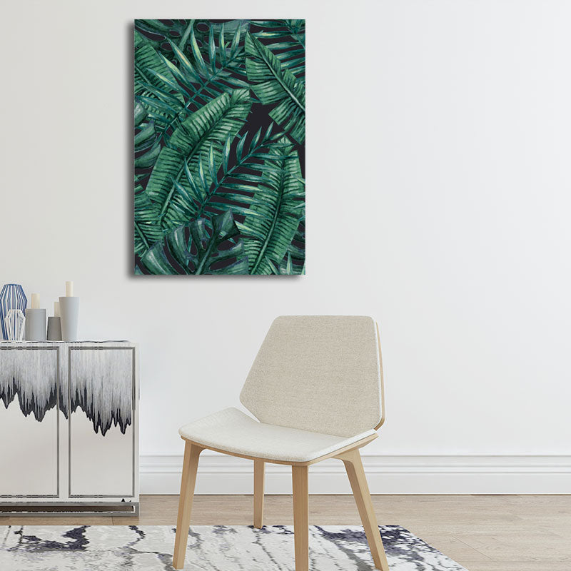 Green Palm Leaves Art Print Textured Surface Nordic Style Living Room Wall Decor