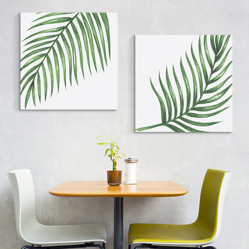 Farmhouse Wall Art Set in Green Leaf Branch Painting Canvas Print for Family Room