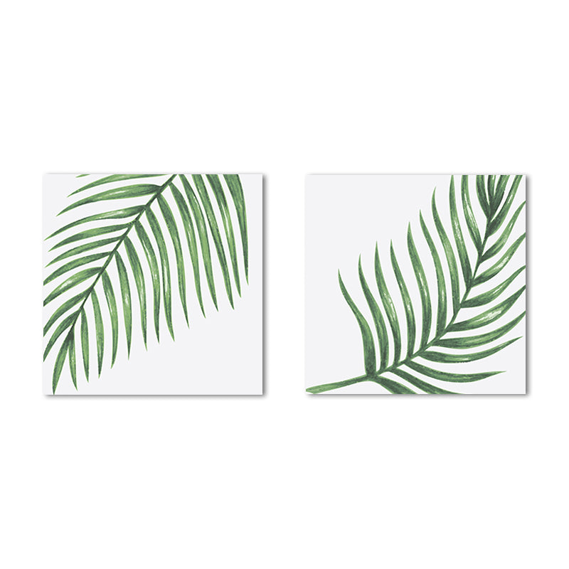 Farmhouse Wall Art Set in Green Leaf Branch Painting Canvas Print for Family Room