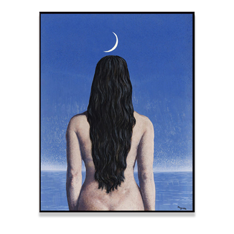 Surrealism Canvas Art Dark Color Magritte Figure Back Painting Wall Decor for Bedroom