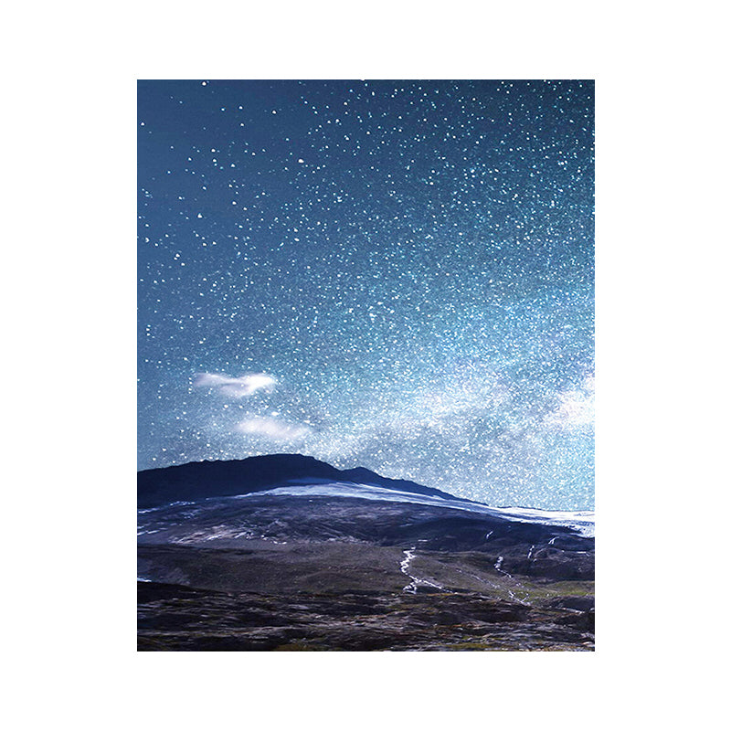 Starry Night Sky Wall Art Contemporary Textured Living Room Canvas Print in Dark Color