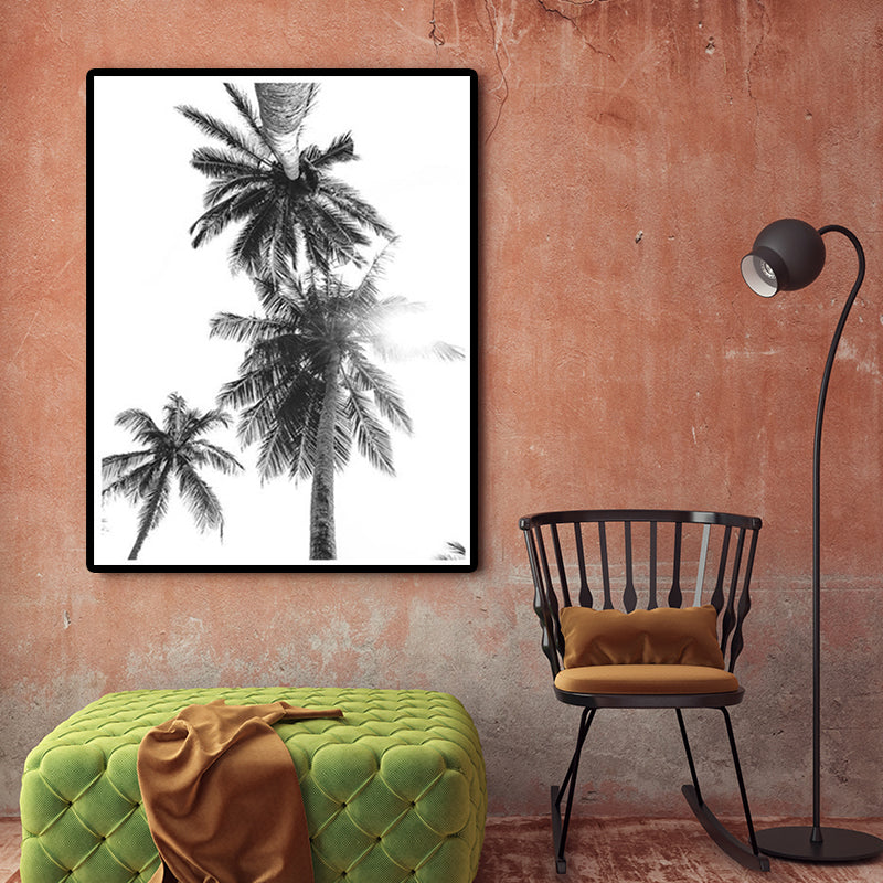 Coconut Tree Painting Gray Canvas Wall Art Decor Textured, Multiple Sizes Options