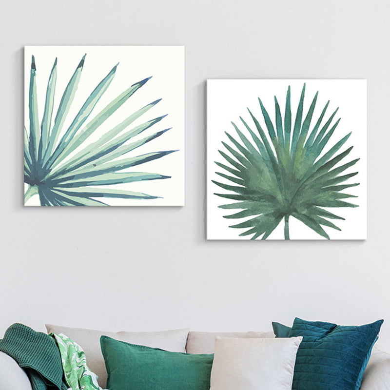 Farmhouse Fan Palm Leaves Canvas Green Tropix Plant Wall Art Set for Living Room