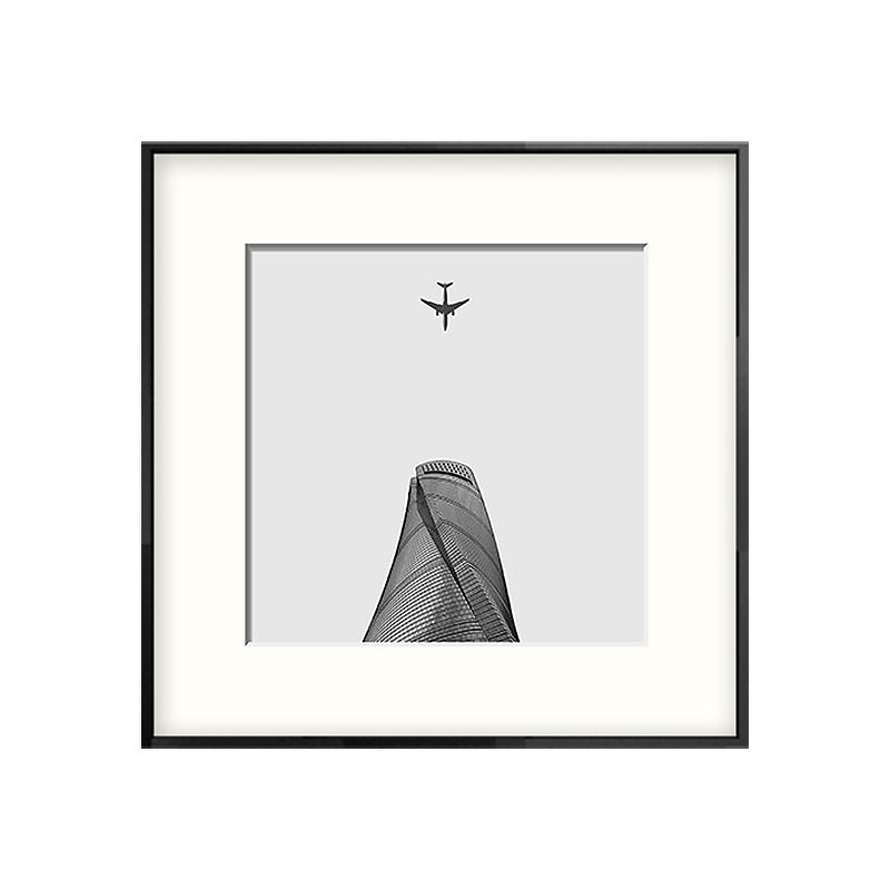 Top of Building Art Print Grey Canvas Square Wall Decor for Decorative, Multiple Sizes