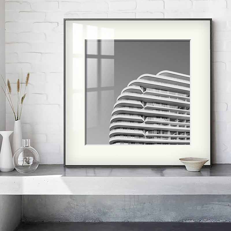 Top of Building Art Print Grey Canvas Square Wall Decor for Decorative, Multiple Sizes