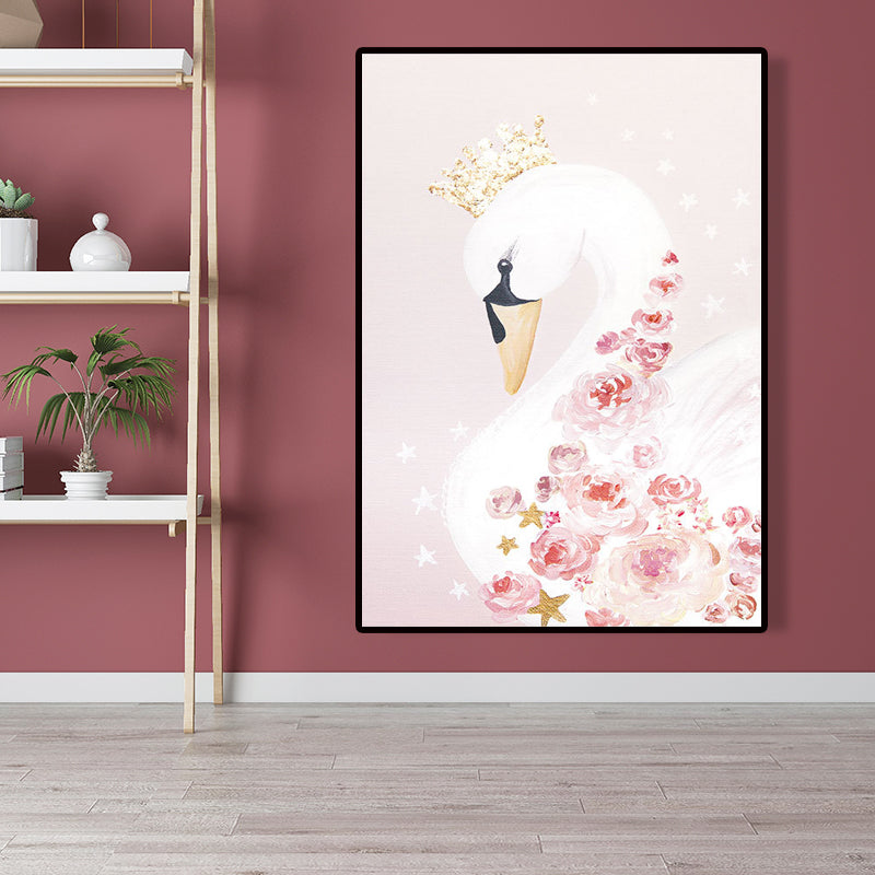 Pink Dancer Painting Canvas Print Textured Surface Glam Kids Bedroom Wall Art Decor