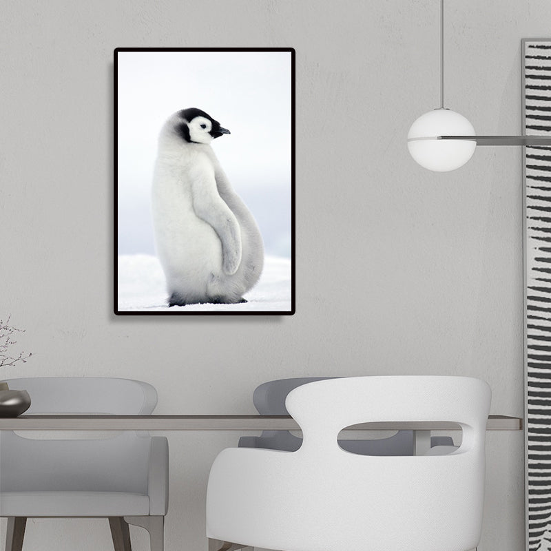 Textured Penguin Wall Art Print Canvas Contemporary Wall Decor for Childrens Bedroom