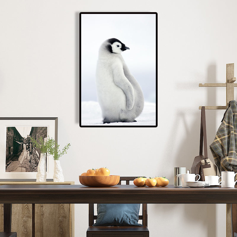 Textured Penguin Wall Art Print Canvas Contemporary Wall Decor for Childrens Bedroom