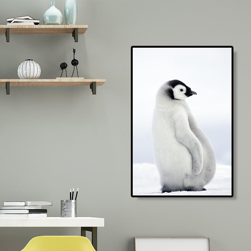 Textured Penguin Wall Art Print Canvas Contemporary Wall Decor for Childrens Bedroom