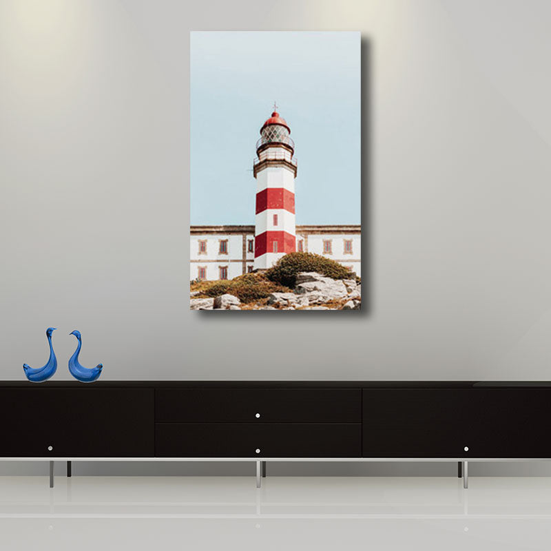 Lighthouse Canvas Wall Art Nautical Decorative for Living Room Paintings in Blue