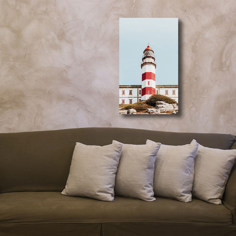 Lighthouse Canvas Wall Art Nautical Decorative for Living Room Paintings in Blue