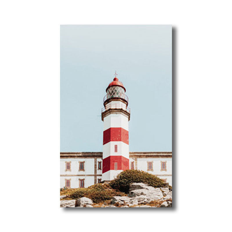 Lighthouse Canvas Wall Art Nautical Decorative for Living Room Paintings in Blue