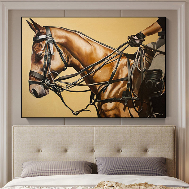 Riding Horse Wall Art Decor Contemporary Decorative for Drawing Room Wrapped Canvas