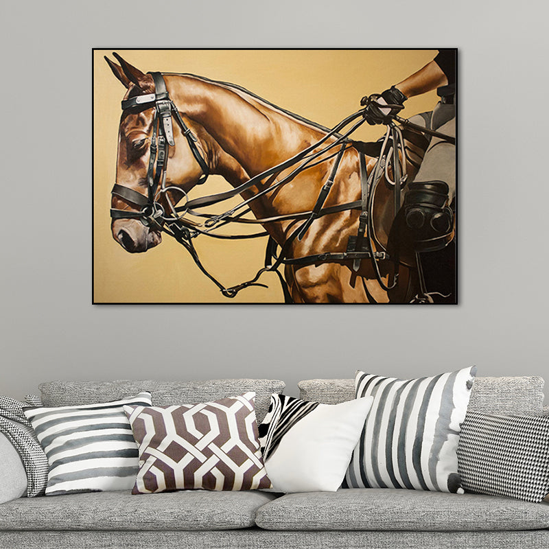 Riding Horse Wall Art Decor Contemporary Decorative for Drawing Room Wrapped Canvas