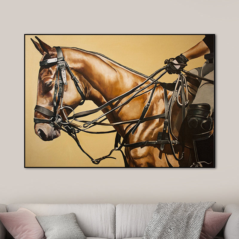 Riding Horse Wall Art Decor Contemporary Decorative for Drawing Room Wrapped Canvas