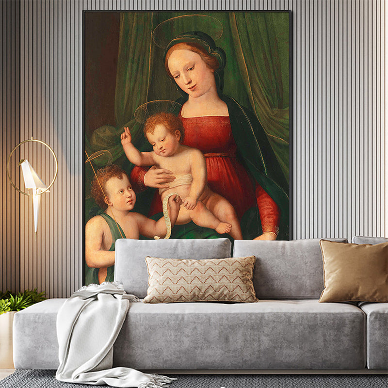 Global Inspired Christian Saint Painting Dark Color Religion Wall Art for Home