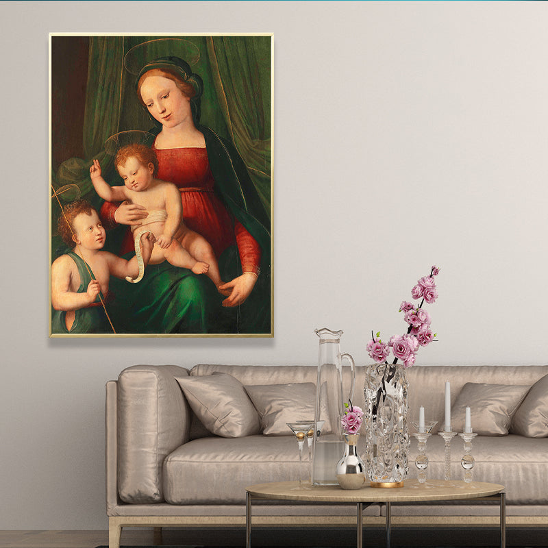 Global Inspired Christian Saint Painting Dark Color Religion Wall Art for Home