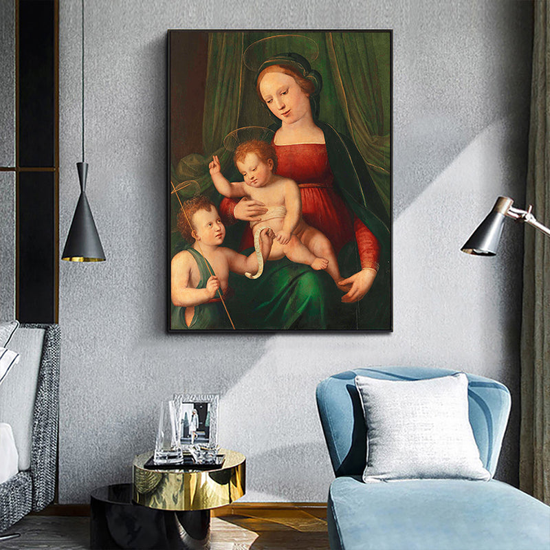 Global Inspired Christian Saint Painting Dark Color Religion Wall Art for Home