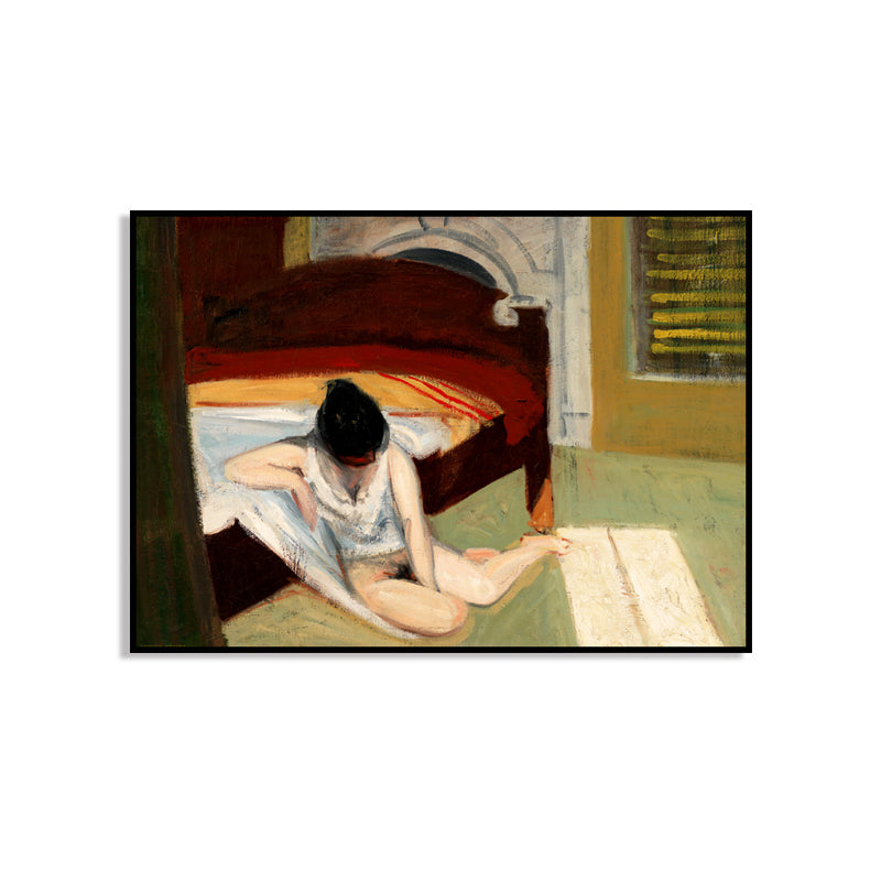 Edward Hopper Summer Interior Painting Modern Textured Canvas Wall Art in White for Room