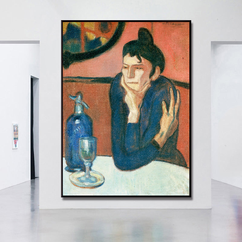 Red Traditional Wall Art the Absinthe Drinker Painting Canvas Print for Sitting Room