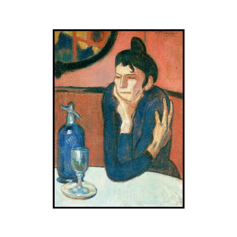 Red Traditional Wall Art the Absinthe Drinker Painting Canvas Print for Sitting Room