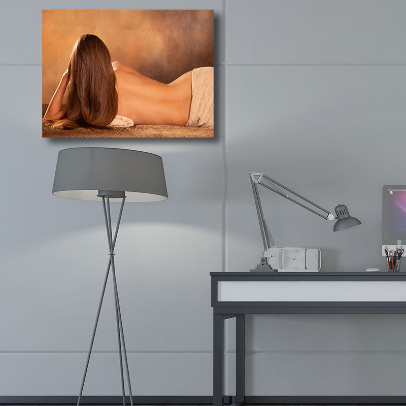 Photographic Print Minimalism Canvas Art Lying Beauty in Yellow for Sleeping Room