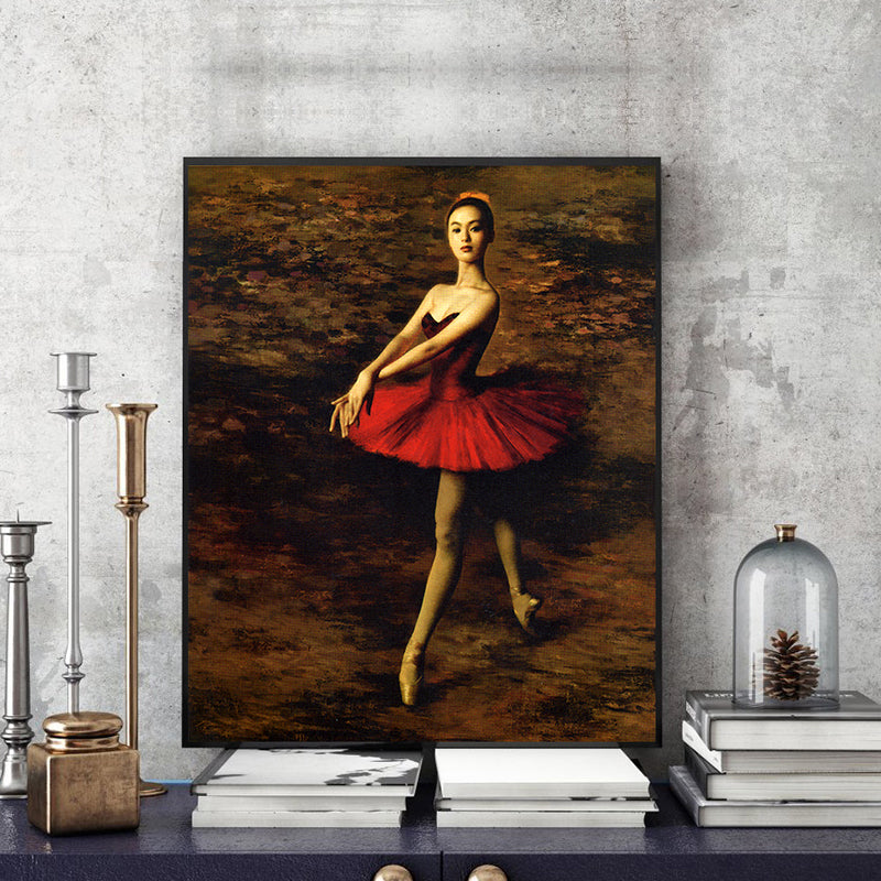 Glam Style Dancing Girl Painting Pastel Color Guest Room Wall Art, Multiple Sizes