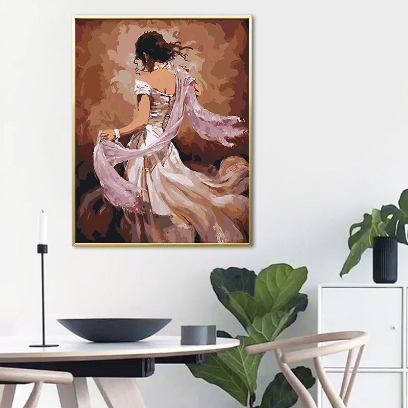 Glam Style Dancing Girl Painting Pastel Color Guest Room Wall Art, Multiple Sizes