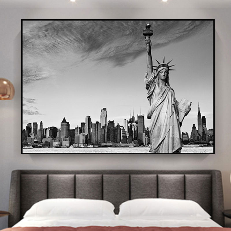 Scandinavian Landmark Wall Decor Grey for Parlor Canvas Art, Multiple Size Available