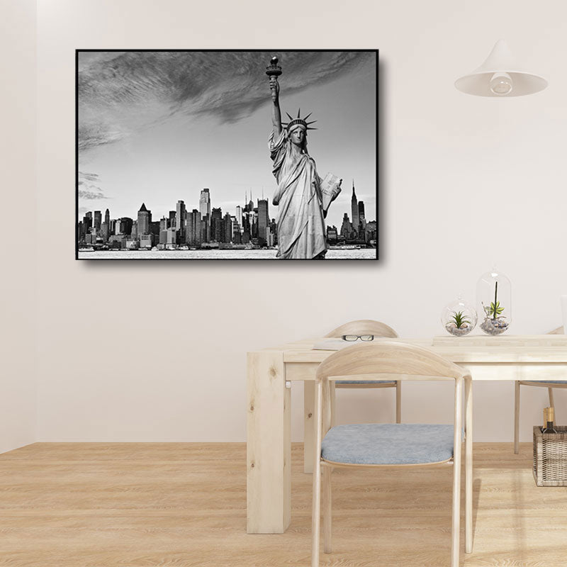 Scandinavian Landmark Wall Decor Grey for Parlor Canvas Art, Multiple Size Available