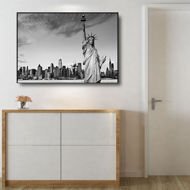 Scandinavian Landmark Wall Decor Grey for Parlor Canvas Art, Multiple Size Available