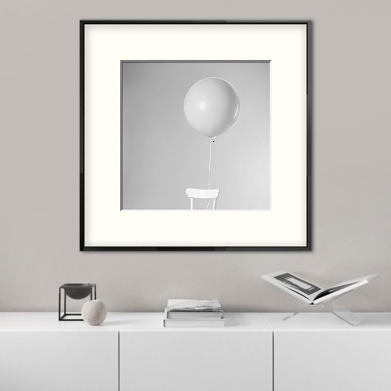 Modern Balloon Square Canvas Print Grey for Parlor Wall Art Decor, Multiple Size Options