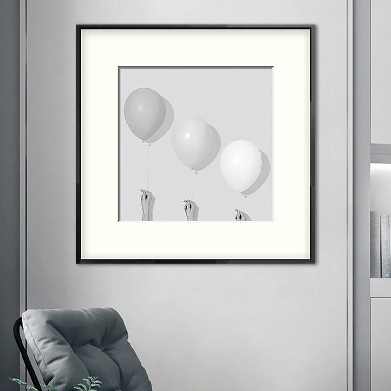 Modern Balloon Square Canvas Print Grey for Parlor Wall Art Decor, Multiple Size Options