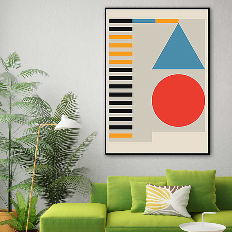 Pastel Color Geometric Wall Decor Nordic Textured Wrapped Canvas for Living Room