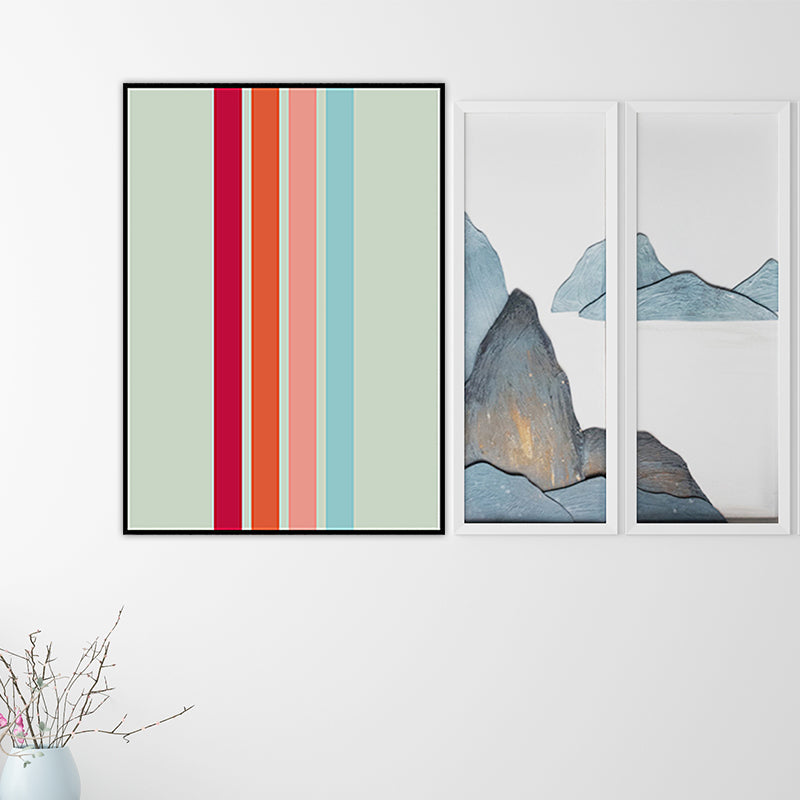 Pastel Color Geometric Wall Decor Nordic Textured Wrapped Canvas for Living Room