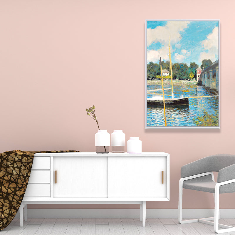 Monet Seine Springtime Scenery Painting Rustic Textured Family Room Wall Art Print