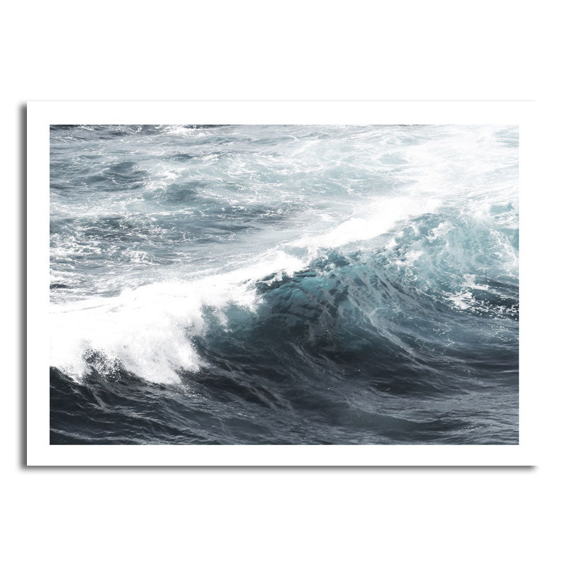 Sea Surge Canvas Wall Art Modern Style Ocean Wall Decoration in Blue for Living Room