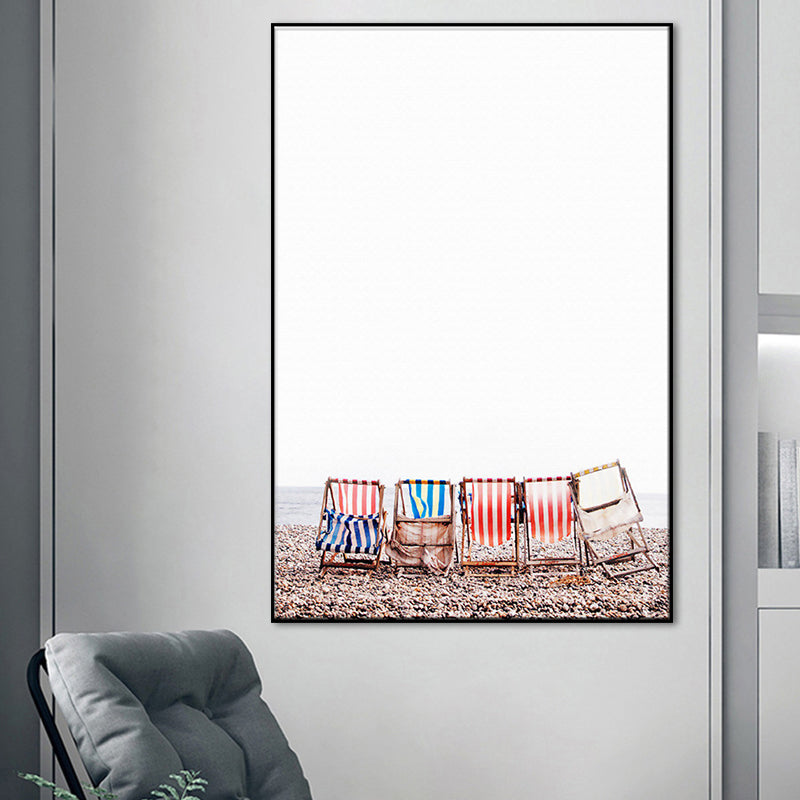 Colorful Coastal Scenery Canvas Print Textured Surface Wall Art Decor for Dining Room