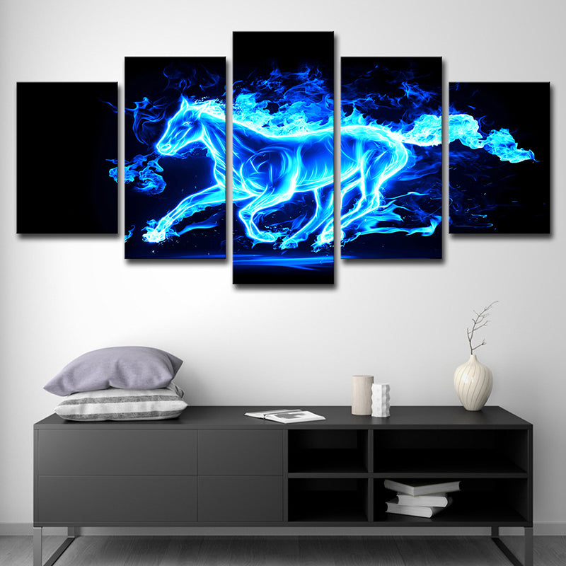 Multi-Piece Image Running Horse Painting Contemporary Canvas Wall Art, Multiple Sizes