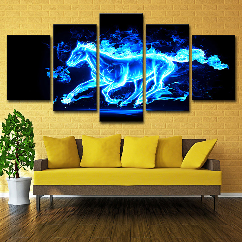 Multi-Piece Image Running Horse Painting Contemporary Canvas Wall Art, Multiple Sizes