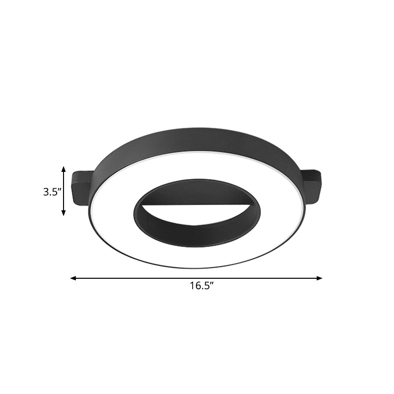 Weiß/Schwarze Ring-Deckeneinbauleuchte Einfache Metall-LED-Wohnzimmereinbauleuchte in Warmweiß, 16,5"/19,5"/23,5" Durchmesser